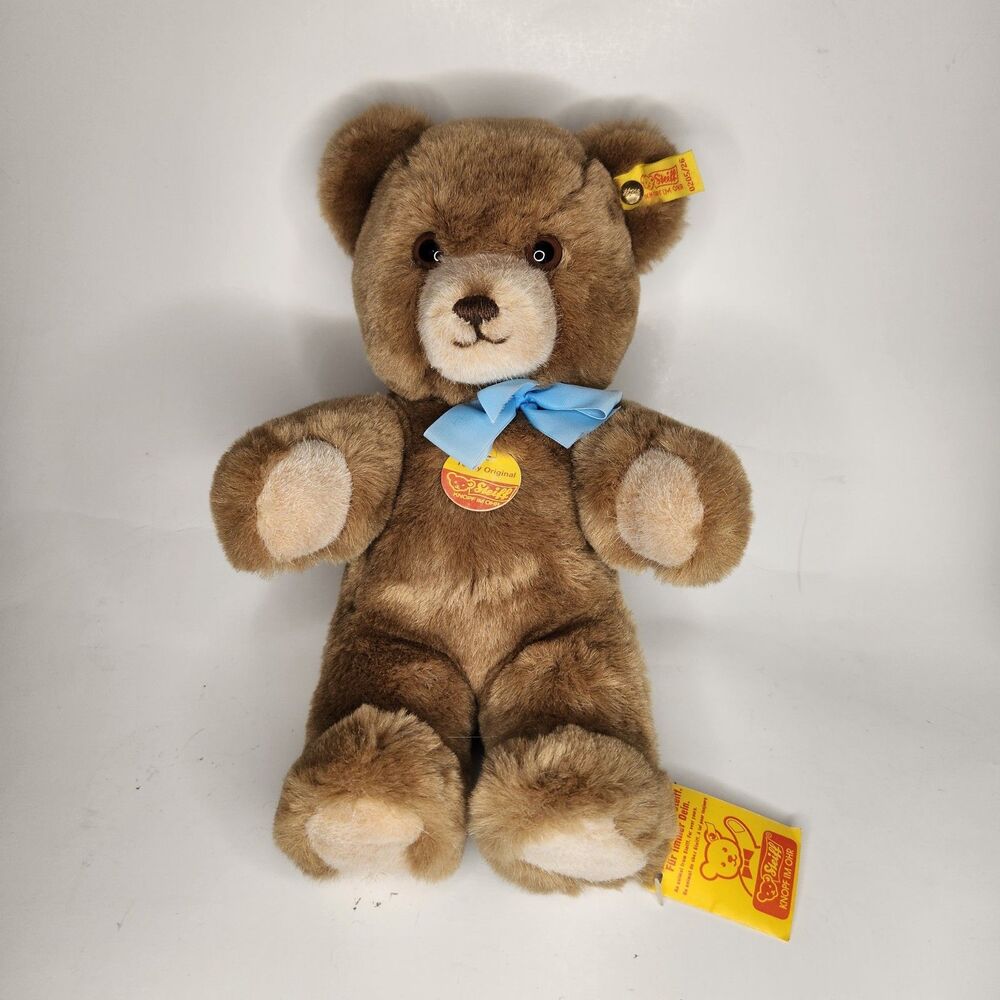 Steiff Plush Original Teddy Bear 10in Button Tags 1980s Vintage 0205/26